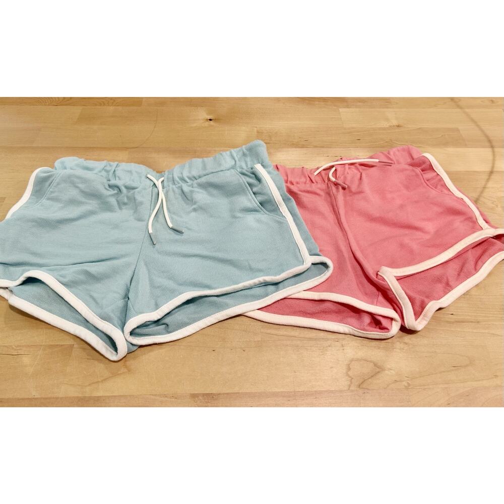 Lot of 2 Old Navy Girls Shorts Size L 10-12 Pink Light Blue Terry Knit Dolphin